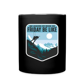 Leaving Work on Friday, Skiing, Alps, Holiday - Full Colour Mug - black - Front