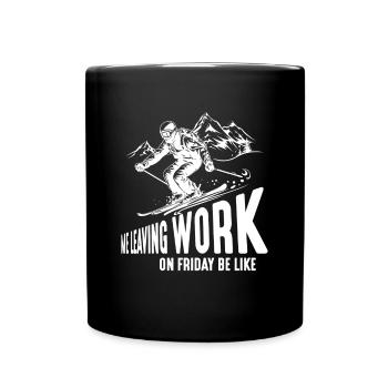Leaving Work on Friday, Skiing, Slope, Downhill - Full Colour Mug - black - Front