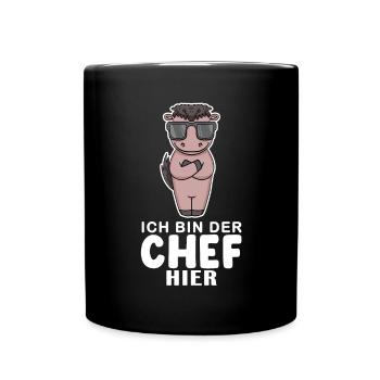 Chef Spruch Anführer Pferd Motiv - Tasse einfarbig - Schwarz - Vorne