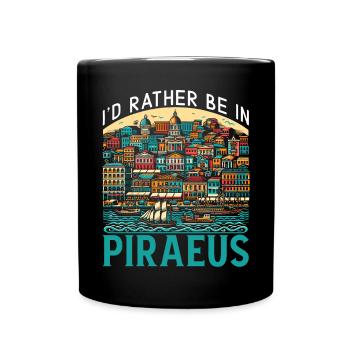 Piraeus Greece Travel Vacation Europe Greek Flag - Full Colour Mug - black - Front