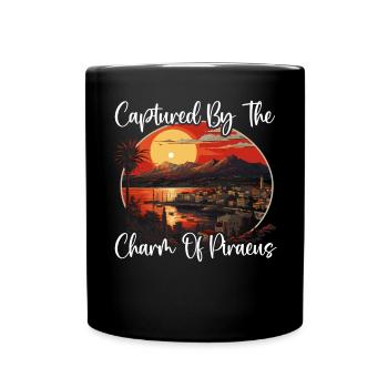 Piraeus Greece Travel Vacation Europe Greek Flag - Full Colour Mug - black - Front