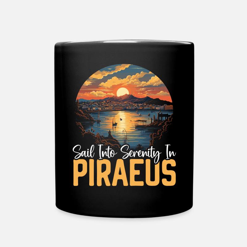 Le Pirée Grèce Voyage Vacances Europe Drapeau Grec - Mug uni - noir