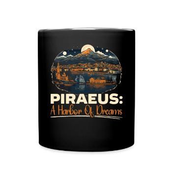 Piraeus Greece Travel Vacation Europe Greek Flag - Full Colour Mug - black - Front