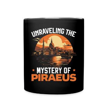 Piraeus Greece Travel Vacation Europe Greek Flag - Full Colour Mug - black - Front