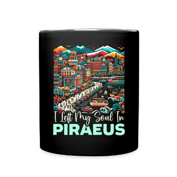 Piraeus Greece Travel Vacation Europe Greek Flag - Full Colour Mug - black - Front