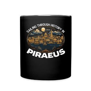 Piraeus Greece Travel Vacation Europe Greek Flag - Full Colour Mug - black - Front