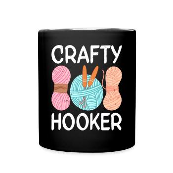 Crochet Lover Funny Loop & Hook Design - Tasse einfarbig - Schwarz - Vorne