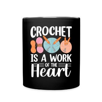 Crochet Lover Funny Loop & Hook Design - Tasse einfarbig - Schwarz - Vorne