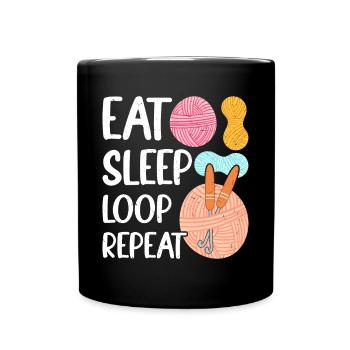 Crochet Lover Funny Loop & Hook Design - Tasse einfarbig - Schwarz - Vorne
