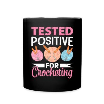 Crochet Lover Funny Loop & Hook Design - Tasse einfarbig - Schwarz - Vorne