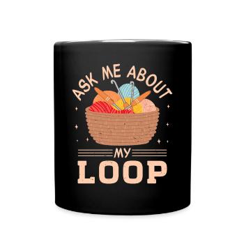 Crochet Lover Funny Loop & Hook Design - Tasse einfarbig - Schwarz - Vorne