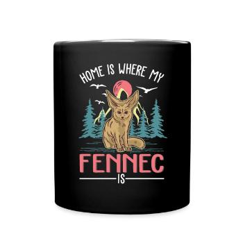 Zuhause ist wo mein Fennek ist - Tasse einfarbig - Schwarz - Vorne