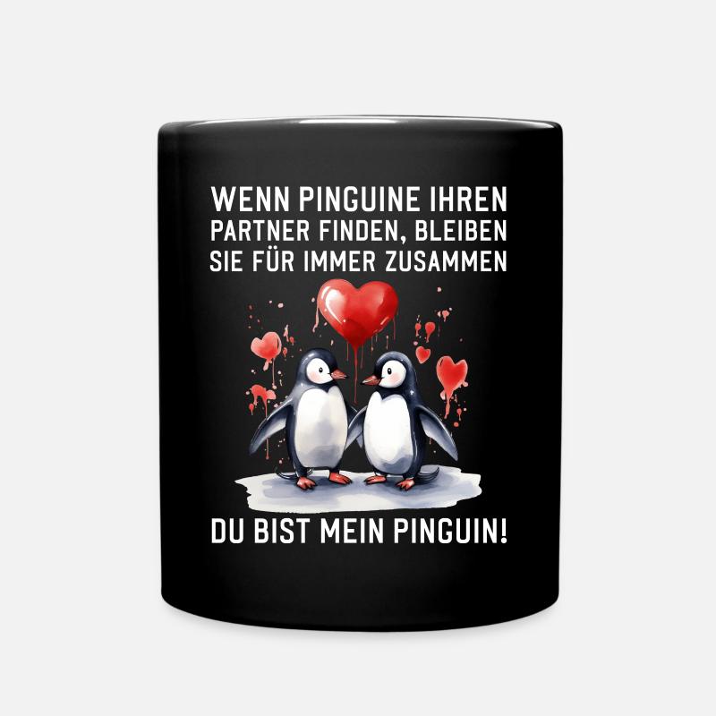 Wenn Pinguine Ihre Liebe finden Pärchen Sprüche - Tasse einfarbig - Schwarz