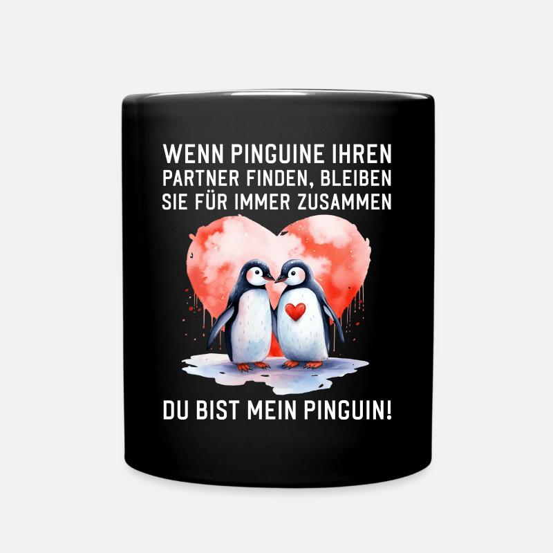Wenn Pinguine Ihre Liebe finden Pärchen Sprüche - Tasse einfarbig - Schwarz
