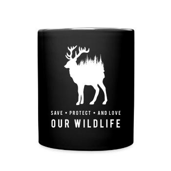Protecting Nature - Deer in the Forest - Full Colour Mug - black - Front