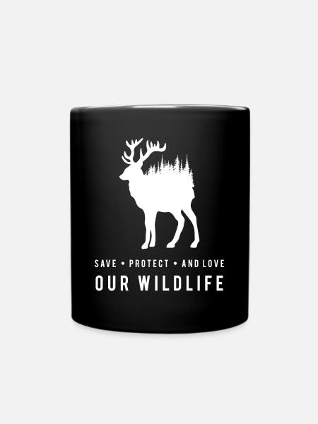 Natur schützen - Hirsch im Wald - Tasse einfarbig - Schwarz
