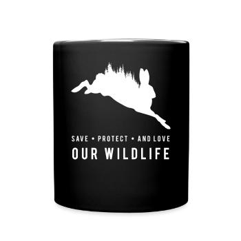 Protecting Nature - Hare in the Forest - Full Colour Mug - black - Front