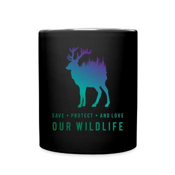 Protecting Nature - Deer in the Forest - Full Colour Mug - black - Front