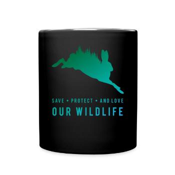 Protecting Nature - Hare in the Forest - Full Colour Mug - black - Front