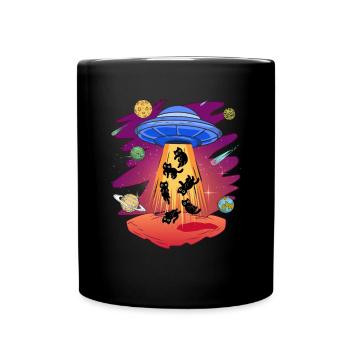 Cats of UFO Kidnapped Alien Saucer - Full Colour Mug - black - Front