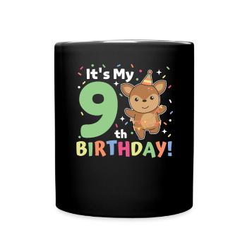 Deer for 9th birthday children nine years old - Full Colour Mug - black - Front