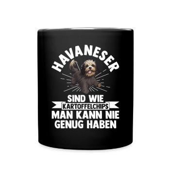 Hund Havaneser - Tasse einfarbig - Schwarz - Vorne
