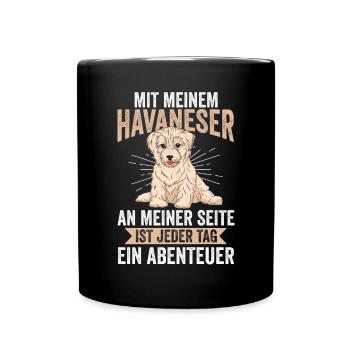 Hund Havaneser - Tasse einfarbig - Schwarz - Vorne
