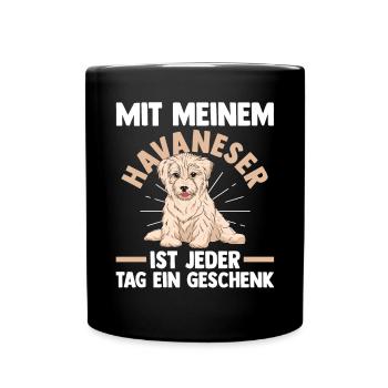 Hund Havaneser - Tasse einfarbig - Schwarz - Vorne