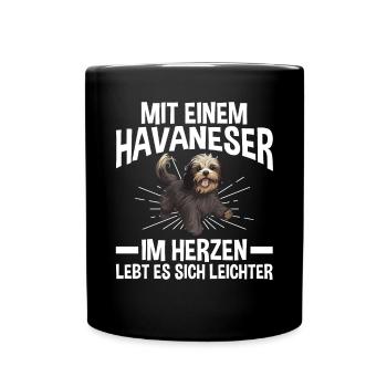 Hund Havaneser - Tasse einfarbig - Schwarz - Vorne