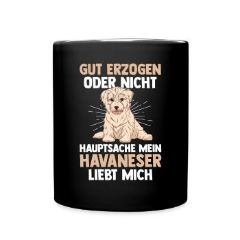 Hund Havaneser - Tasse einfarbig - Schwarz - Vorne
