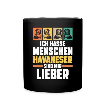 Hund Havaneser - Tasse einfarbig - Schwarz - Vorne