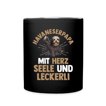 Hund Hundepapa Vater Havaneserpapa Havaneser - Tasse einfarbig - Schwarz - Vorne