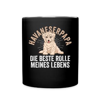 Hund Hundepapa Vater Havaneserpapa Havaneser - Tasse einfarbig - Schwarz - Vorne