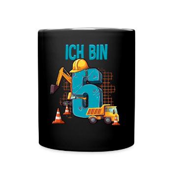 Baumaschinen 5 Geburtstag - Tasse einfarbig - Schwarz - Vorne