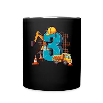 Construction Machinery 3rd Birthday - Full Colour Mug - black - Front
