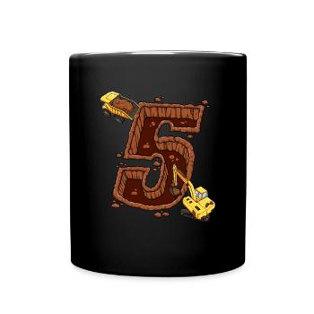Construction Machinery 5th Birthday - Full Colour Mug - black - Front