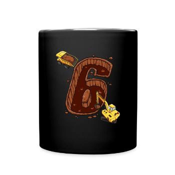 Construction Machinery 6th Birthday - Full Colour Mug - black - Front