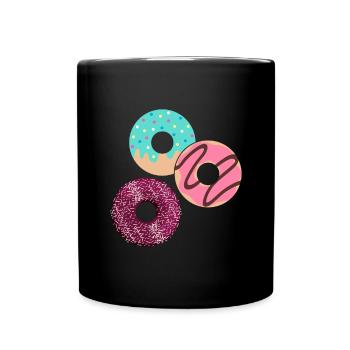 Donut sur le thème Donut pulvérisé drôle mignon - Mug uni - noir - Devant