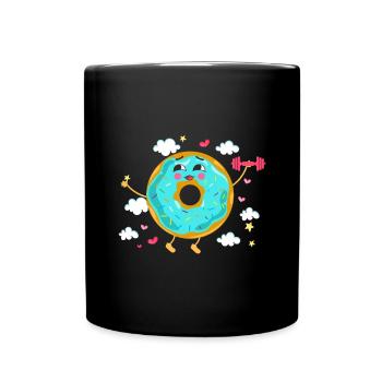 Donut sur le thème Donut pulvérisé drôle mignon - Mug uni - noir - Devant
