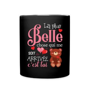 Cadeau St Valentin Femme Copine Ourson Je t'aime - Mug uni - noir - Devant