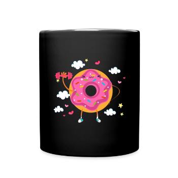 Donut sur le thème Donut pulvérisé drôle mignon - Mug uni - noir - Devant