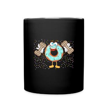Donut sur le thème Donut pulvérisé drôle mignon - Mug uni - noir - Devant
