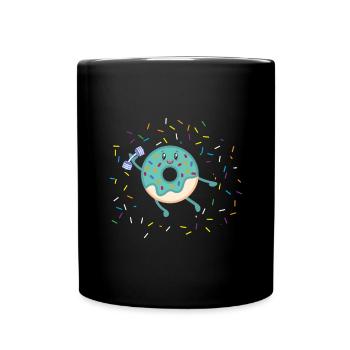 Donut sur le thème Donut pulvérisé drôle mignon - Mug uni - noir - Devant