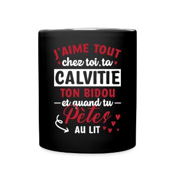 Cadeau Saint Valentin Homme Chauve Humour Péter - Mug uni - noir - Devant
