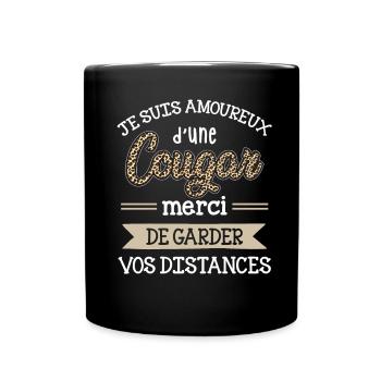 Cadeau Saint Valentin Homme Humour Femme Cougar - Mug uni - noir - Devant