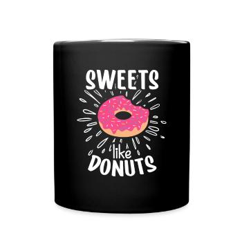 Donut sur le thème Donut pulvérisé drôle mignon - Mug uni - noir - Devant