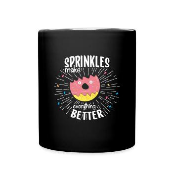 Donut sur le thème Donut pulvérisé drôle mignon - Mug uni - noir - Devant