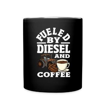 Fueled by Diesel and Coffee Tractor - Tasse einfarbig - Schwarz - Vorne