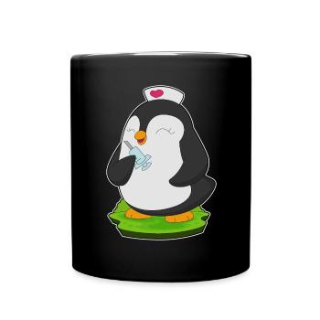 Pinguin Krankenschwester Pflegealltag - Tasse einfarbig - Schwarz - Vorne