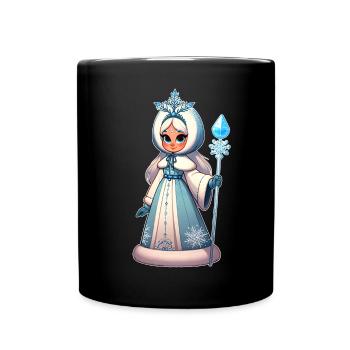 Ded Moroz Snegurotschka russischer Weihnachtsmann - Tasse einfarbig - Schwarz - Vorne